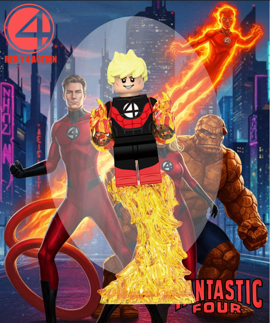 PREVENTE MINIFIGURE MARVEL UNIVERS: HUMAN TORCH RED-Y 4 ACTION custom Disponibilité octobre 2025