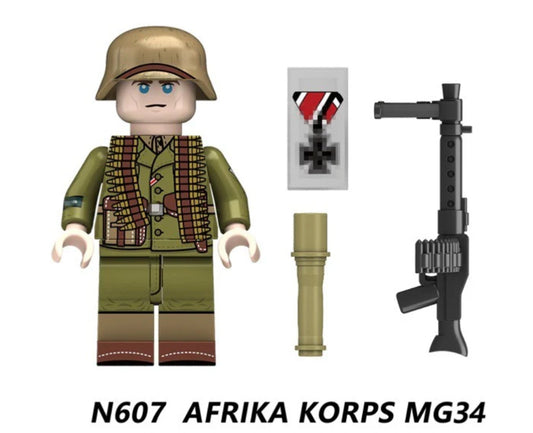 ♥️♥️MINIFIGURE MILITAIRE UNIVERS: CORPS D’ AFRIQUE MG34  ♥️♥️custom