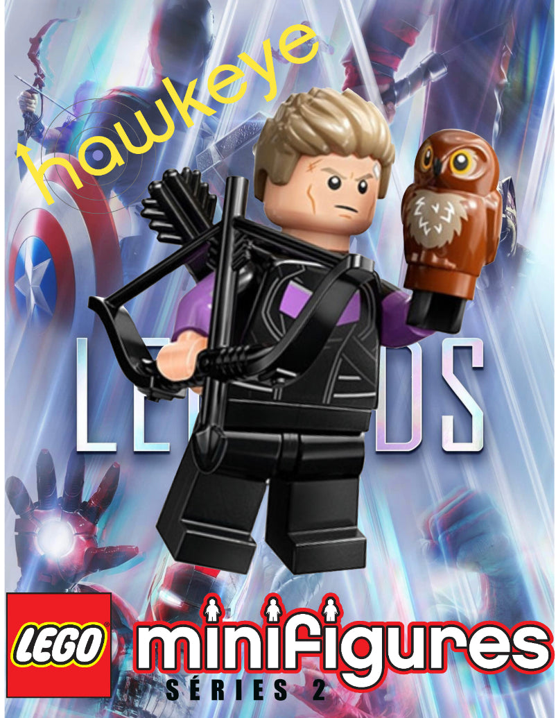 MINIFIGURE MARVEL SÉRIES 2: Hawkeye (Clint Barton) "Socle+Fascicule inclus "