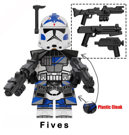 MINIFIGURE CLONETROOPER FIVES + 3 ARMES "501éme" custom