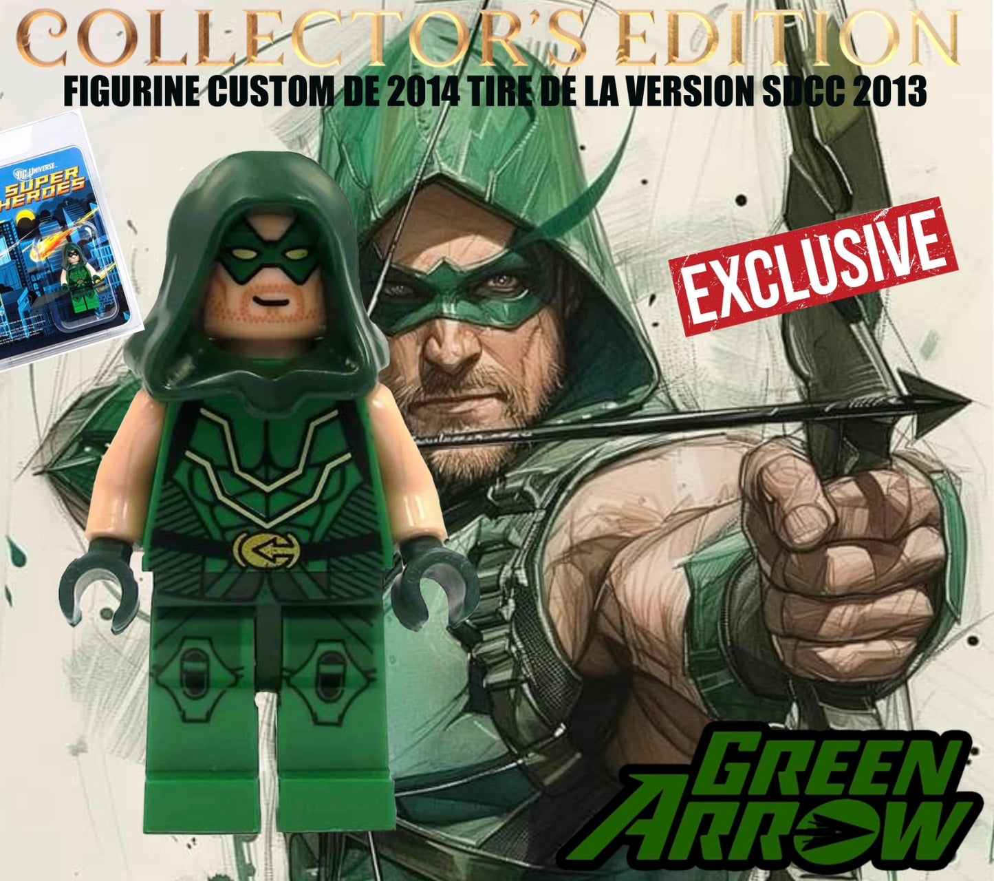 🤩🤩🤩MINIFIGURE ULTRA COLLECTOR DC UNIVERS 2014 : GREEN ARROW (VERSION SDDC 2013) 🤩🤩🤩custom introuvableeeeee ATTENTION SEULEMENT UNE PIÈCE EN STOCK