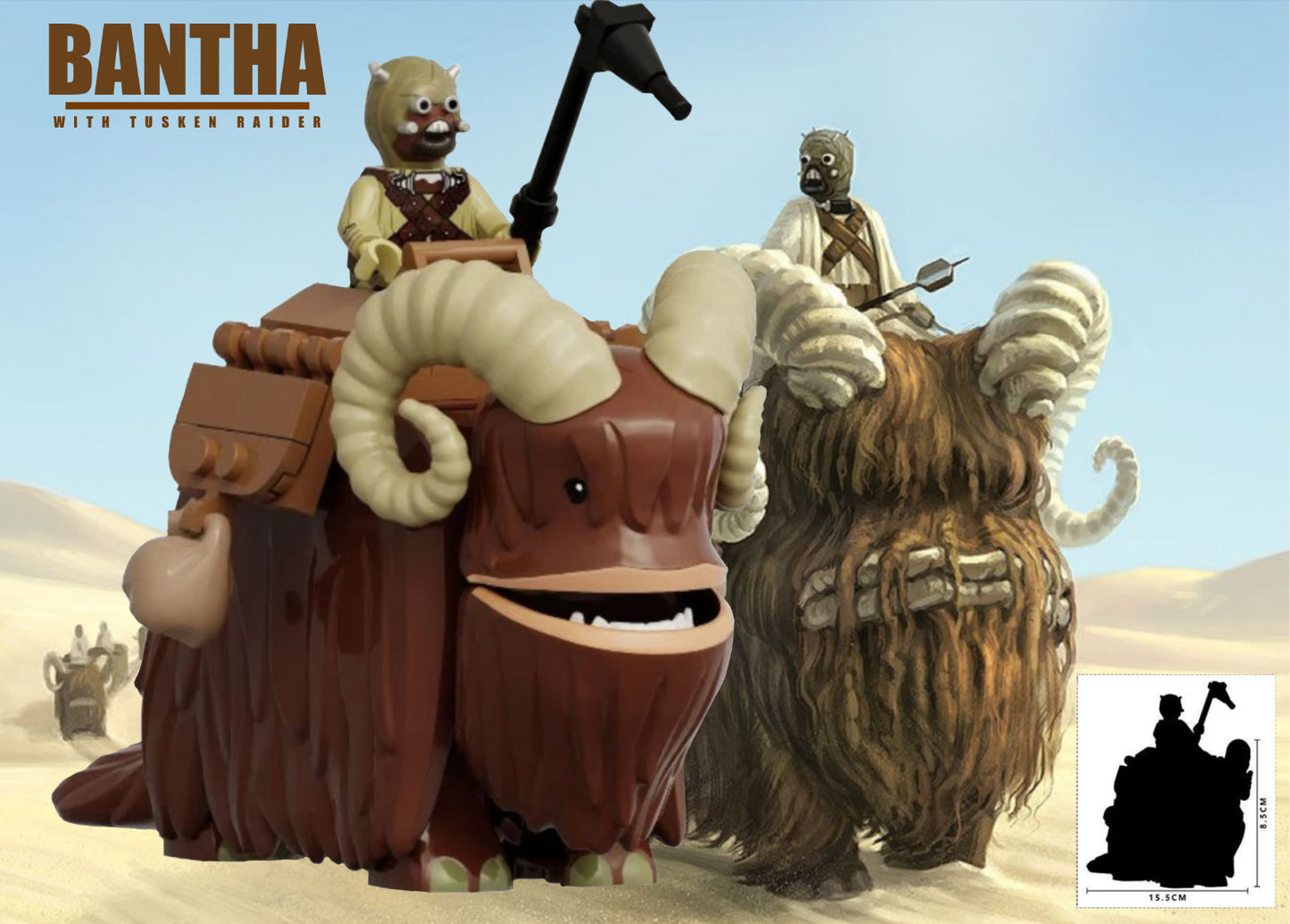 ⭐️⭐️⭐️MINIFIGURE STAR WARS UNIVERS: BANTHA WITH TUSKEN RAIDER ⭐️⭐️⭐️custom