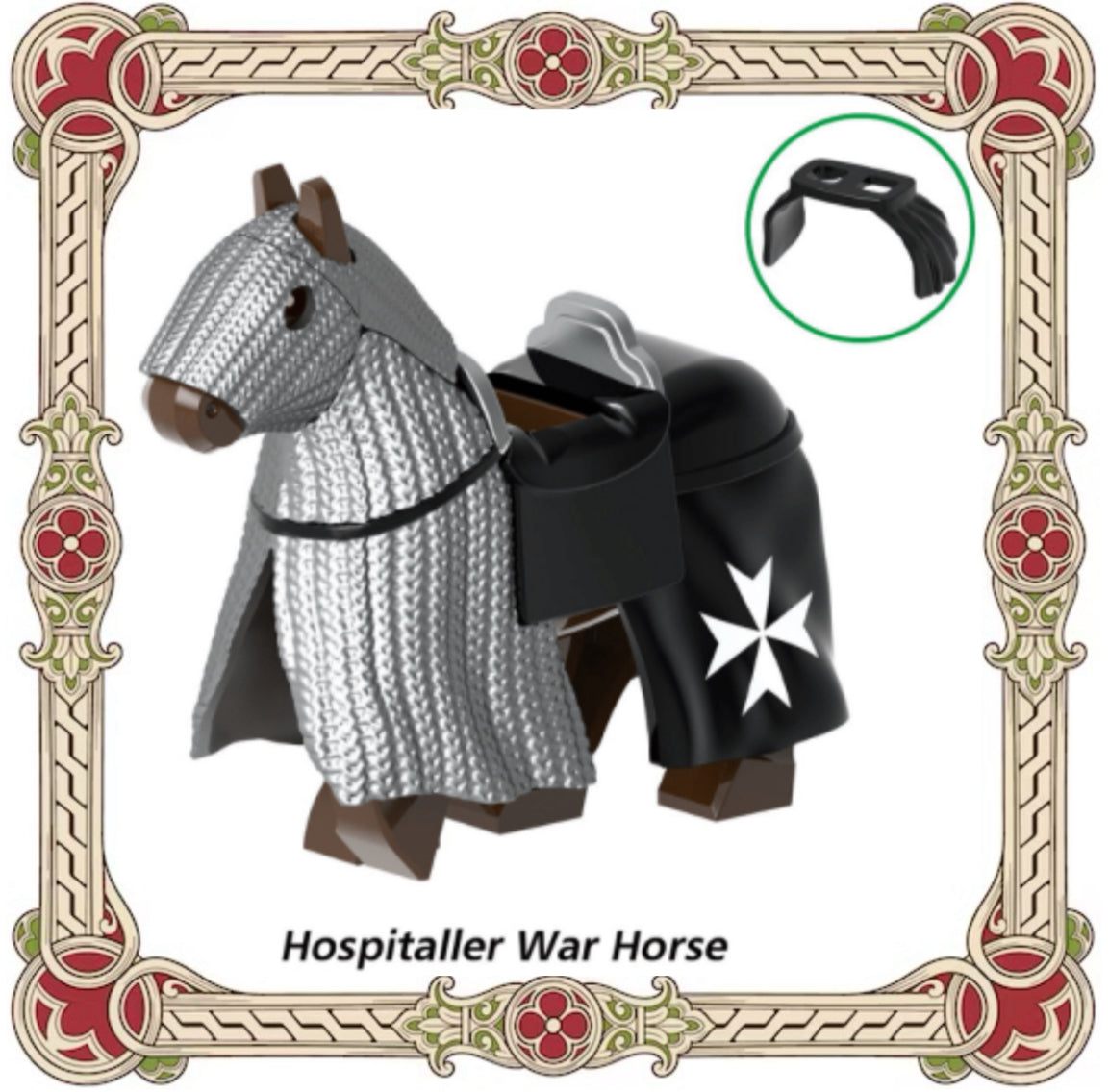 MINIFIGURE MÉDIÉVAL: SÉRIES HOSPITALLER WAR HORSE custom