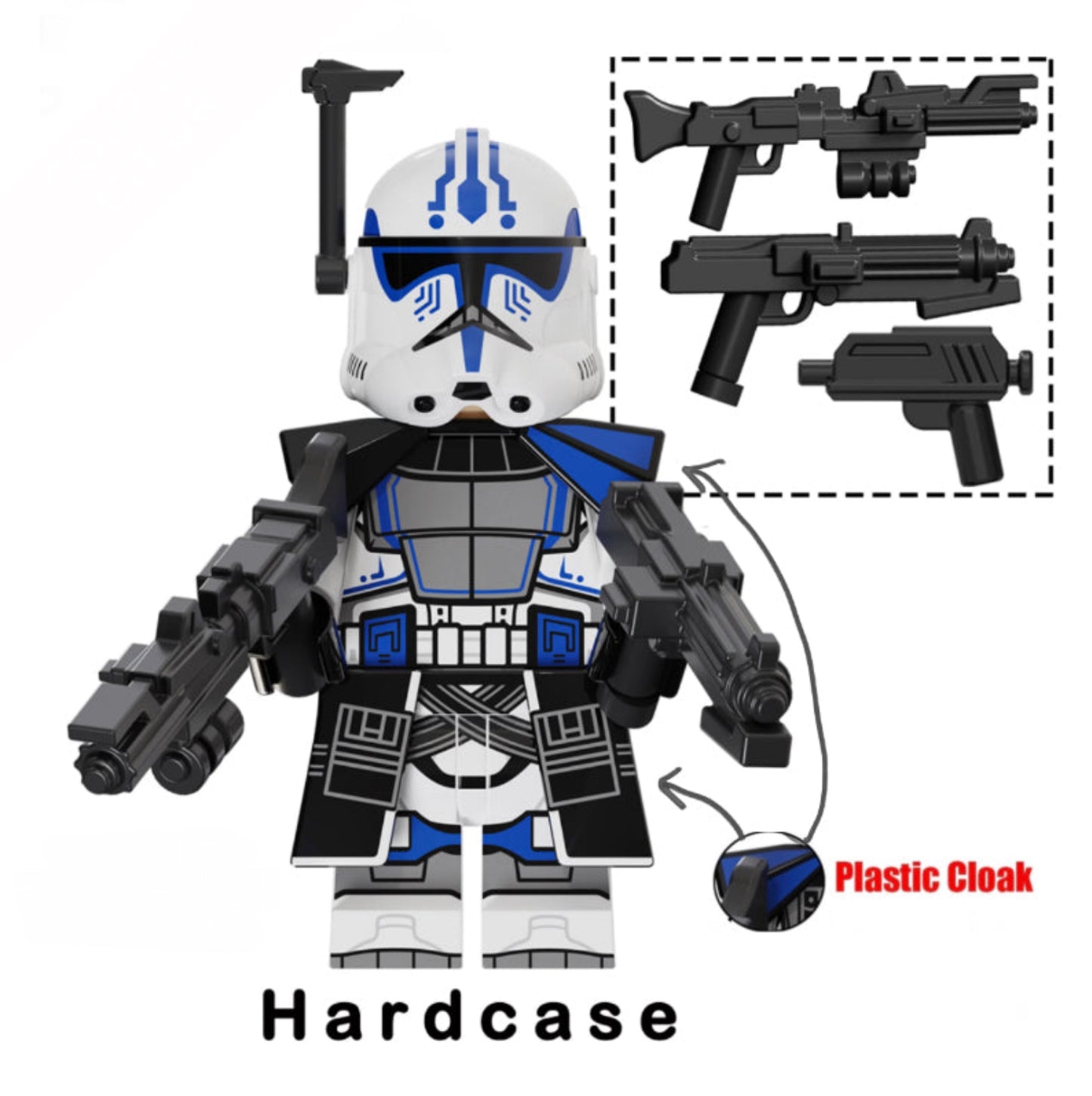 MINIFIGURE CLONETROOPER HARDCASE + 3 ARMES "501éme" custom