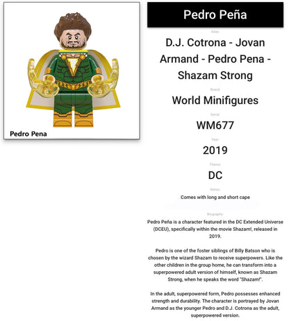 MINIFIGURE DC UNIVERS SHAZAM de 2019 : PEDRO PENA Custom (Dernière pièce)