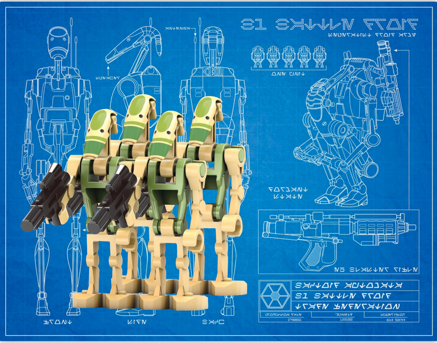 PREVENTE MINIFIGURE STAR WARS UNIVERS: 4 B1-BATTLE DROID custom Disponibilité fin février 2025