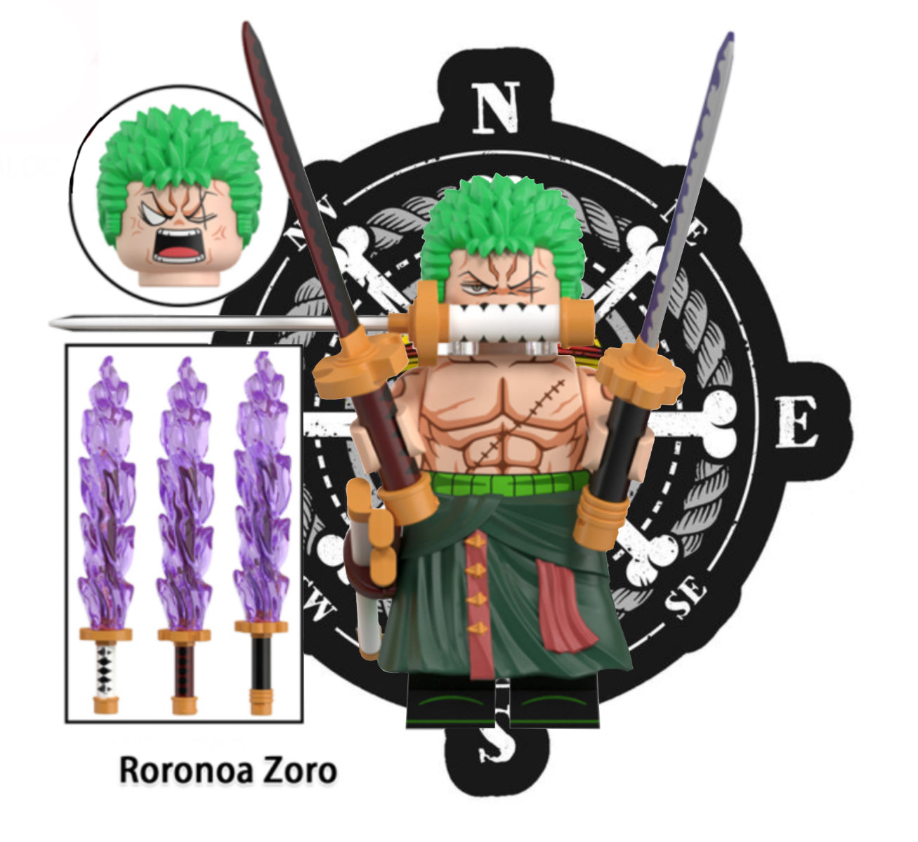 ♥️♥️MINIFIGURE ONE PEACE: RORONOA ZORO ♥️♥️custom