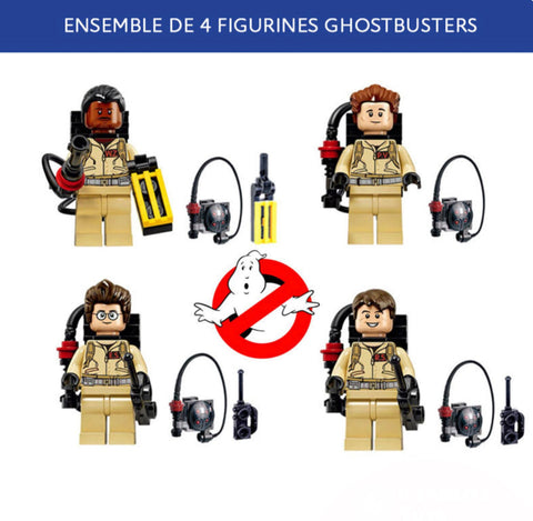 MINIFIGURES SOS FANTÔMES "Ensemble de 4 Figurines custom Ghostbusters | Raymond Stantz | Peter Venkman | Egon Spengler"