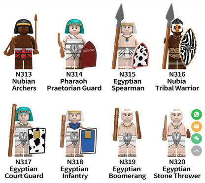 MINIFIGURE MÉDIÉVAL: SÉRIES EGYPTIAN ( Soldier ; Nubian ; Archer Pharaoh ; Guard Army Soldier...) custom