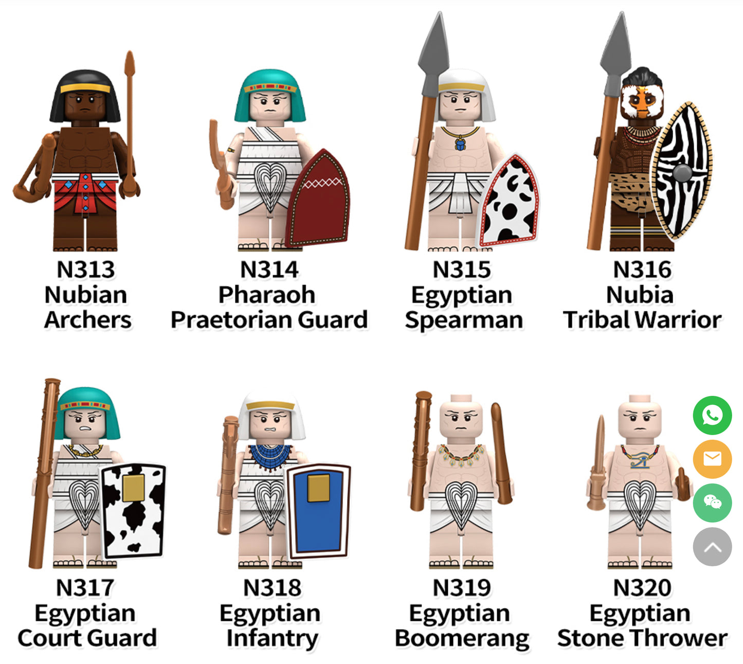 MINIFIGURE MÉDIÉVAL: SÉRIES EGYPTIAN ( Soldier ; Nubian ; Archer Pharaoh ; Guard Army Soldier...) custom